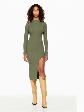 Wilfred Alchemy mock-neck sweater dress- thigh slit-Size Large
